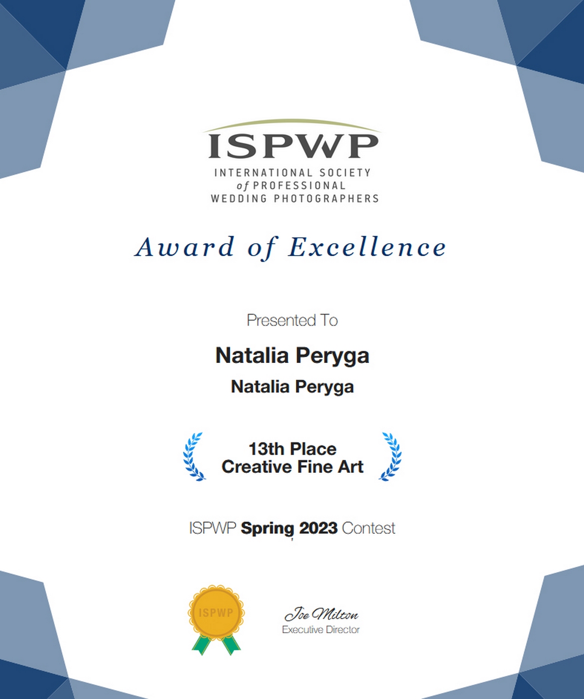 13 place Natalia Peryga ISPWP 2023 Creative fine art